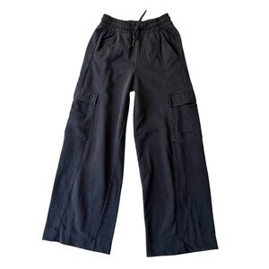Athleta wide leg pants XXS Black Cargo pockets Baggy Lounge Cotton blend Womens